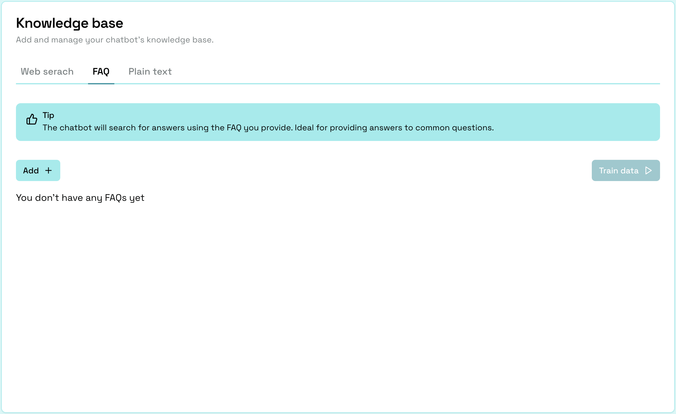 Knowledge base table zero state